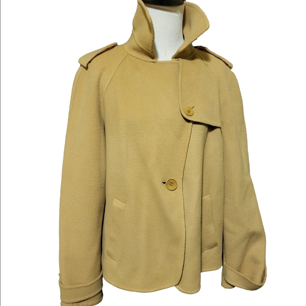 Talbots tan waistcoat, collar, and a military-inspired design, size 10. - Picture 1 of 15